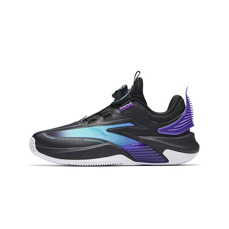 Anta Kids Fabric Fashion Comfortable Non-Slip Wear-Resistant Breathable Low-Top Basketball Shoes Men sneaker Black Purple 312511111-4