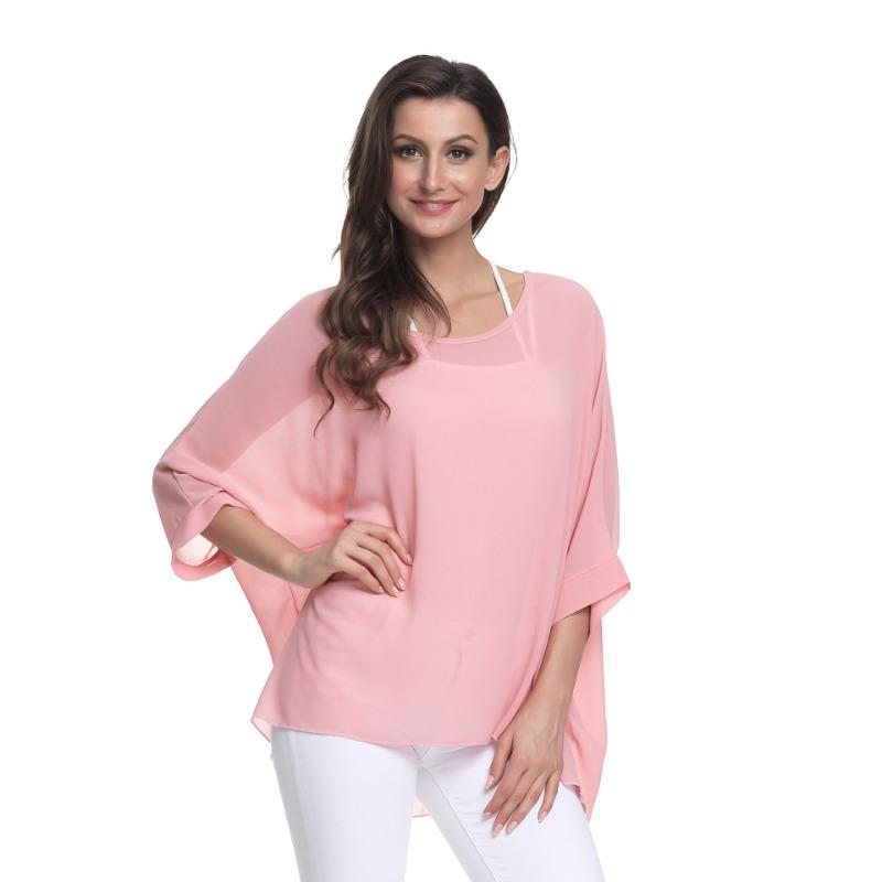 Fashion Plus Size Women's Bohemian Chiffon Shirt Seaside Vacation Sunscreen Bikini Blouse 4324