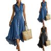 Women's Sleeveless Midi Ruffle Denim Dress for Casual Summer