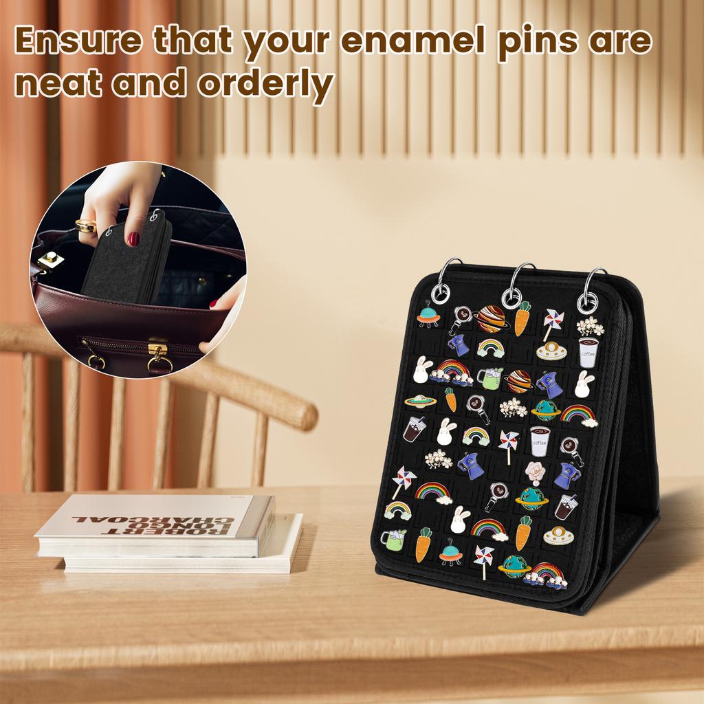 Felt Pin Brooch Display Storage Book Large Capacity Foldable Metal Badge Chest Holder Box Pennant Brooch Board Jewelry Organizer