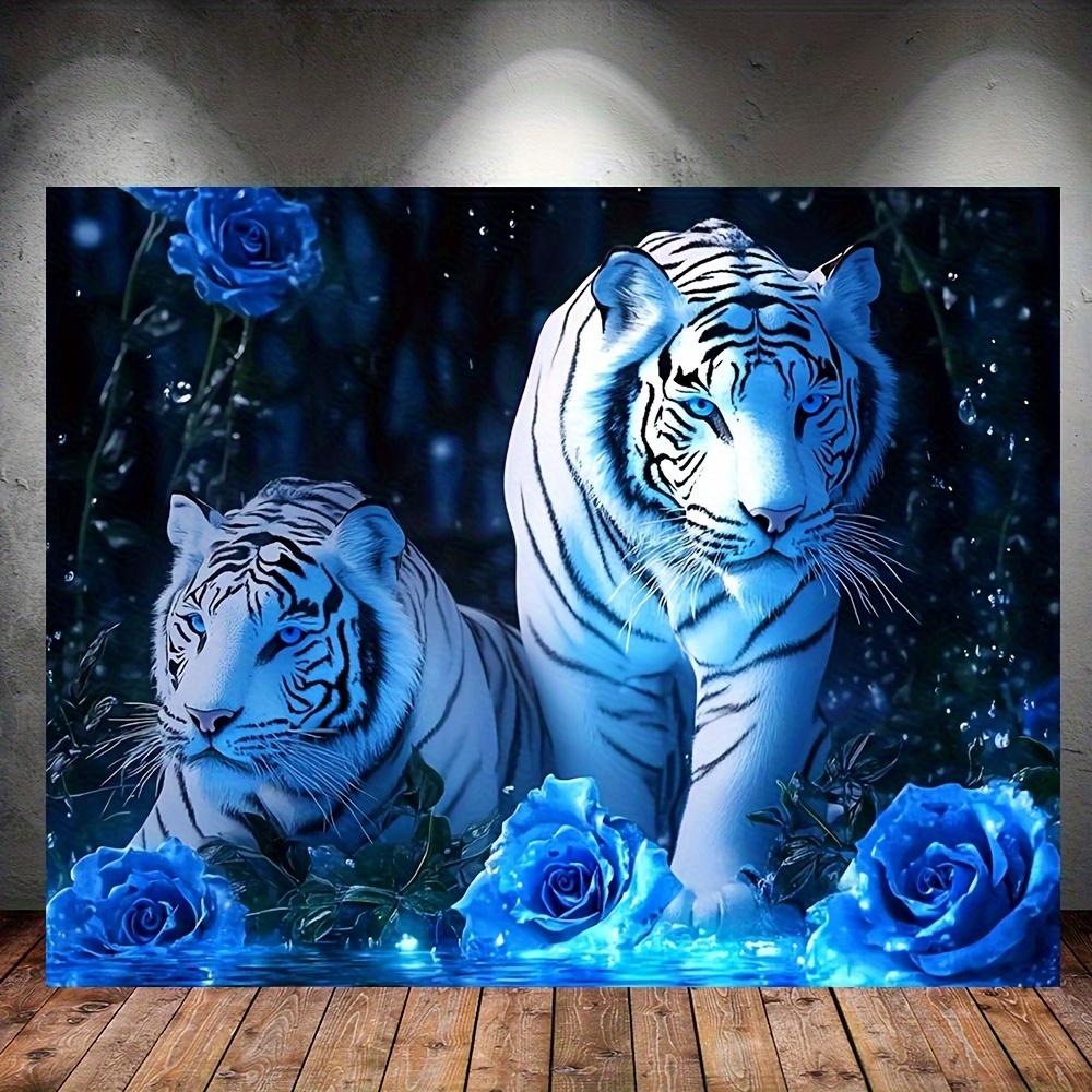 1pc Vintage Tiger and Rose Polyester Tapestry No Electricity Needed Perfect for Living Room Outdoor Christmas Decor