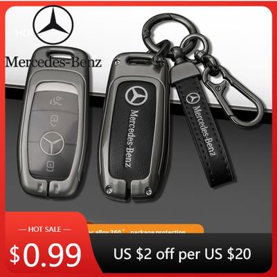 Hot Car Sticker For Mercedes-Benz A B C E S G-Class CLA CLS EQA EQB EQC GLA GLB GLC GLE GLS Car Zinc Alloy Key Case Key Bag Car