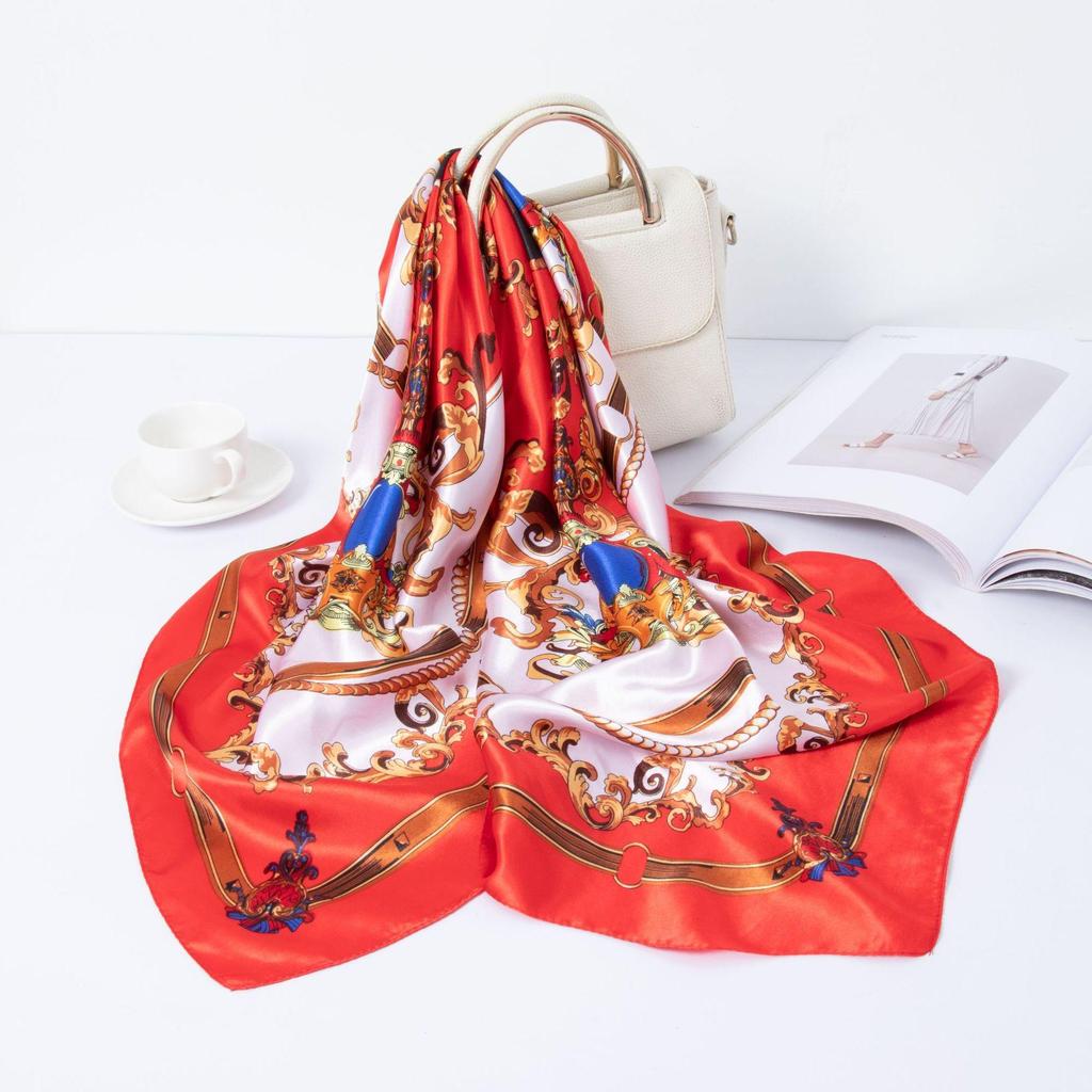 Simulation Silk 90cm Large Square Scarf Silk Scarf Female New 2026 Spring and Fall Models of Foreign Fashion Shirt Large Square Scarf Mother Scarf