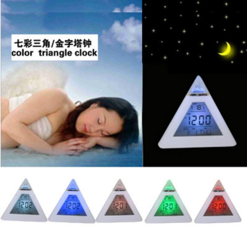 LED Decor 7 Change Color Alarm Clock Mute Electronic Clock Office Desk Clock