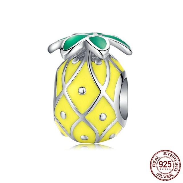 Fit Europe Bracelet Original 925 Sterling Silver Cactus Pineapple Flower Beads S925 Pink CZ Cherry Blossom Charms Diy Jewelry