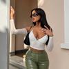 Harajuku Summer Off Shoulder Hollow Out Mesh Tshirts for Women Top Female T-shirt Women's T-shirt Sexy Long Sleeve Tops T Shirt