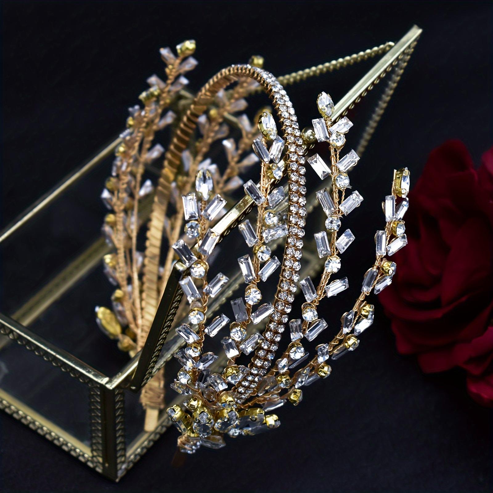 

1 шт., повязка на голову в стиле барокко, блестящая свадебная тиара со стразами для женщин, свадебные украшения для волос, аксессуары