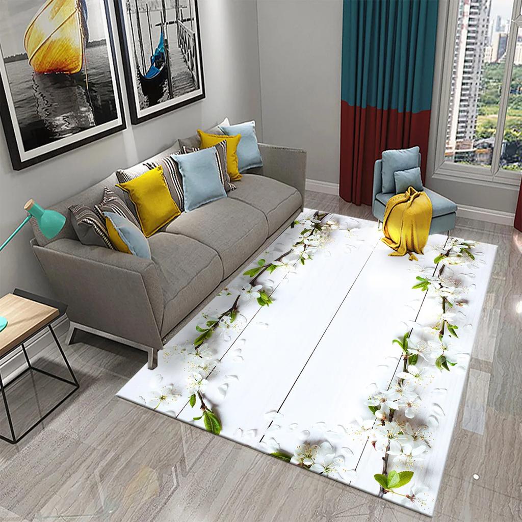 Dielen und Blumen Teppichbrett Blumiger Teppich Retro Landhausstil Rechteckige Bereichsteppiche Yogamatten Schlafzimmer Wohnzimmer Dekor Fußmatte