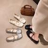 French retro light mouth single shoes new spring and summer bow soft sole square head word Mary Jane shoes
