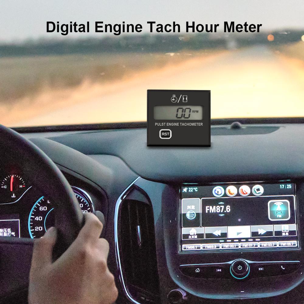 Digital Engine Tach Hour Meter Tachometer Gauge Inductive Waterproof For Chain Saw Mower 2/4 Stroke Gasoline Motorcycle Marine