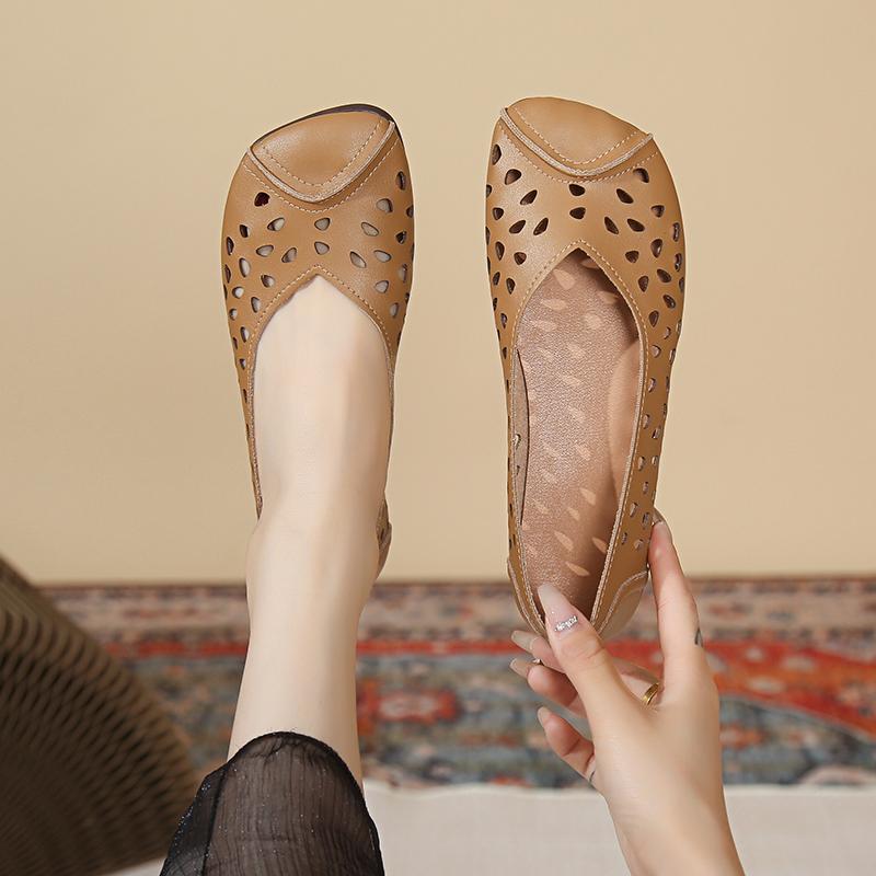 Mode Damen Schuhe 2024 Hohe Qualität Frühling Damen Ballerinas Slipper Eckige Zehenpartie Einfarbig Hohle Atmungsaktive Lässig Prägnant Bequeme Damen Sneaker