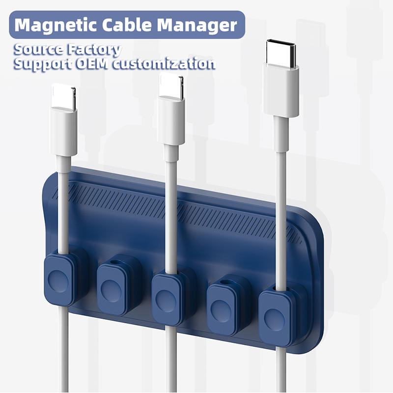Magnetic Cable Organizer for Desk Cord Management Hub with Self-Adhesive Base for Phones Chargers Office Home