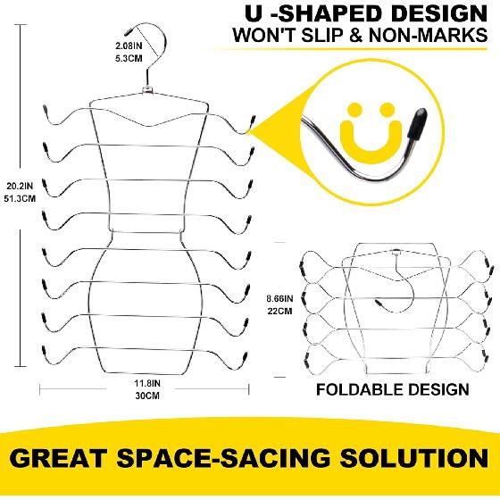 Tank Top Hanger, 8 Tier Space Saving Bra Hangers, Closet Organizers and Storage, Dorm Room Essentials for Girls, Organization for Camisoles Sports