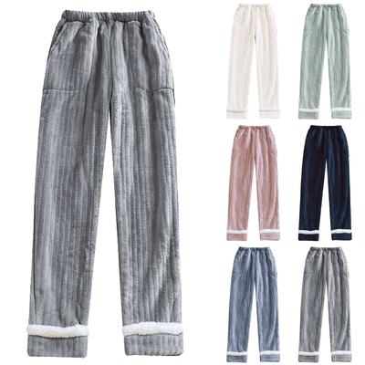 Women's Thermal Fleece Pockets Pajama  Warm Casual Trousers Home Pajama Pants