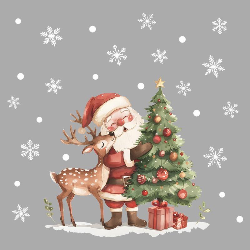 Christmas Home Decoration Stickers Santa Claus Elk Glass Doors and Windows Beautification Window Stickers Happy Holidays