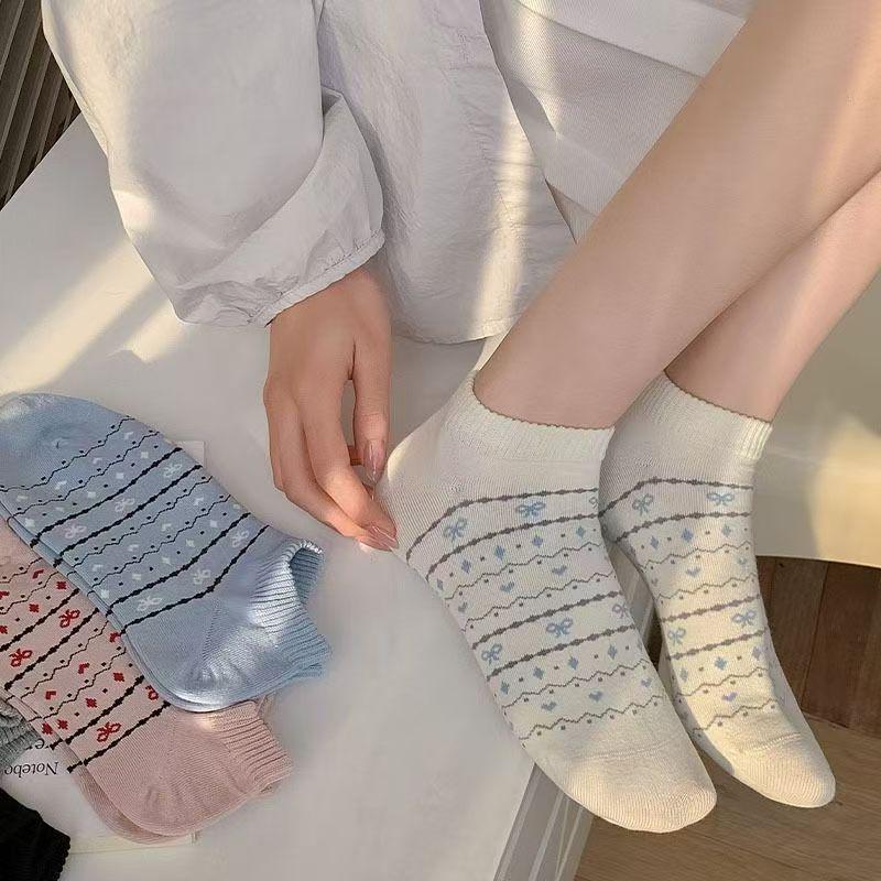 Floral Women's Spring & Summer Non-Slip Low-Cut Boat Socks – Thin, Breathable, Versatile Cotton