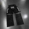 GLYDE Fashion America Retro Street Zip Up Patchwork Baggy Jeans Men Y2k Stripe Embroidery Splicing Black Denim Pants Hip Hop Jeans