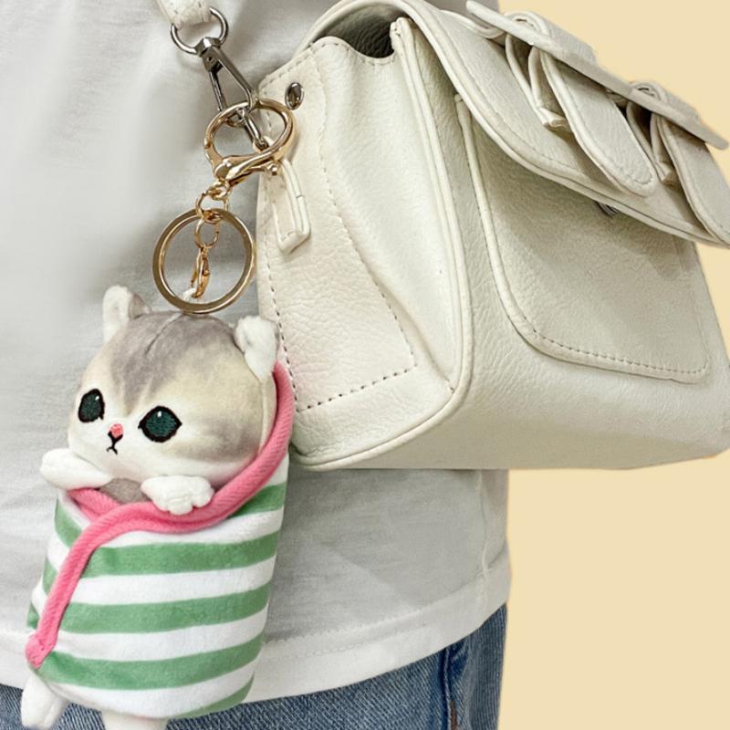 Mofusand Cat Blessing Shark Cat Wrapped Quilt Plush Pendant Girl Heart Gift Keychain Bag Charm