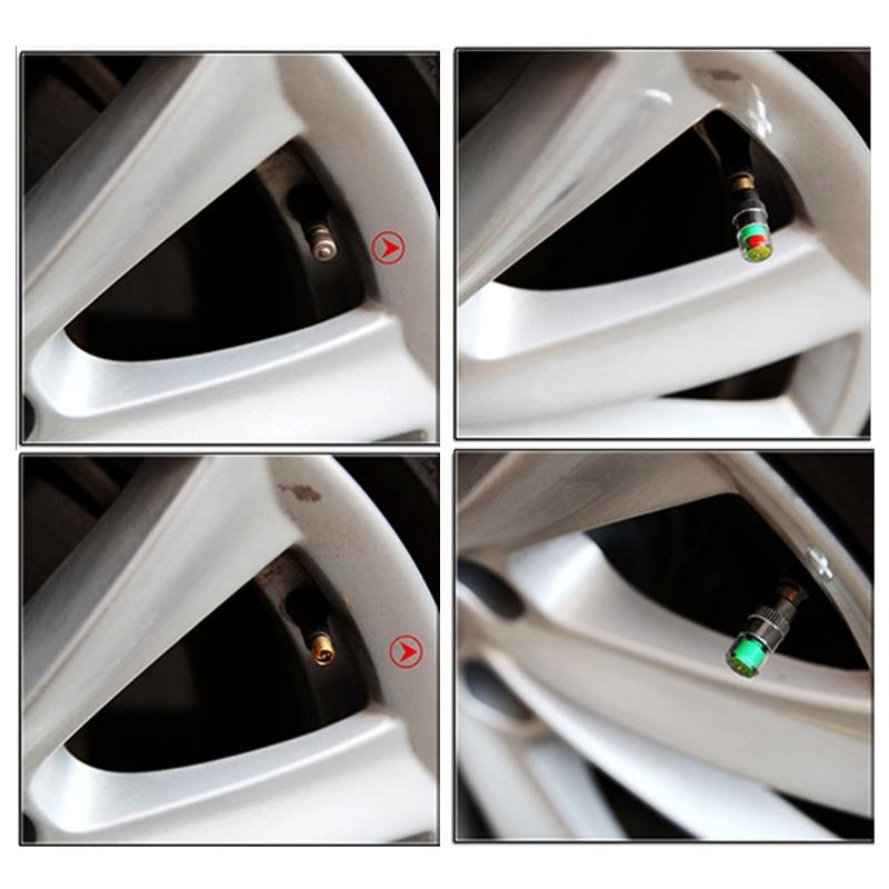 Auto Car Tire Pressure Guage Cap Sensor Indicator Alert Monitoring Tool Tyre Cap Indicator Alert Air Pressure Gauge 4pcs