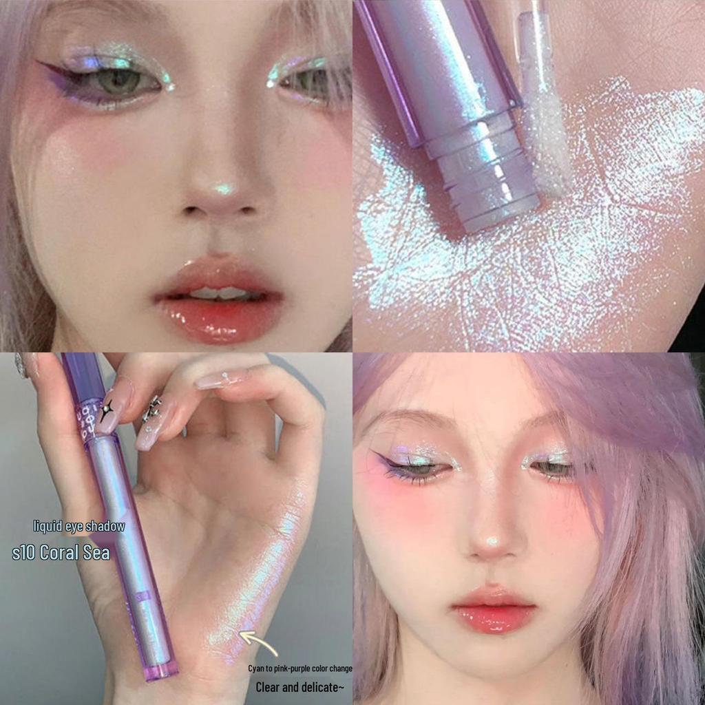 Gilded Illusion Chameleon Liquid Eyeshadow: Pearlescent Glitter Highlighter for Aegyosal Brightening