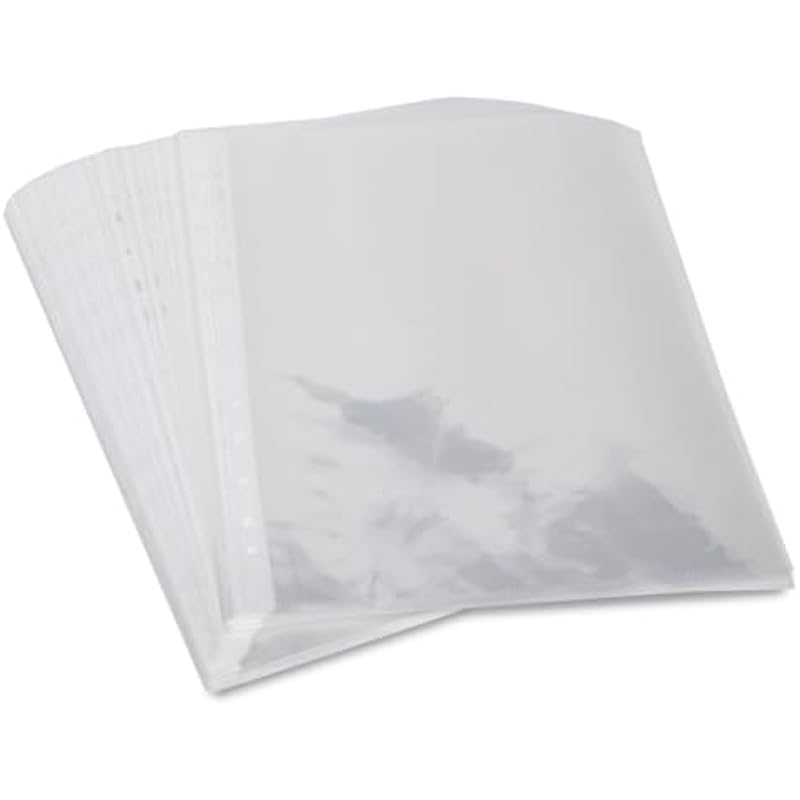 Neomate Heavy Duty 100 Micron Document Sleeves | 50 Pcs A4 Transparent Sheet Protectors with 11-Hole Punched for Ring Fi