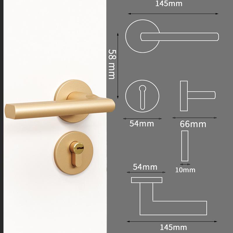 Magnetic Silent Black Wooden Bedroom Door Handle Lock