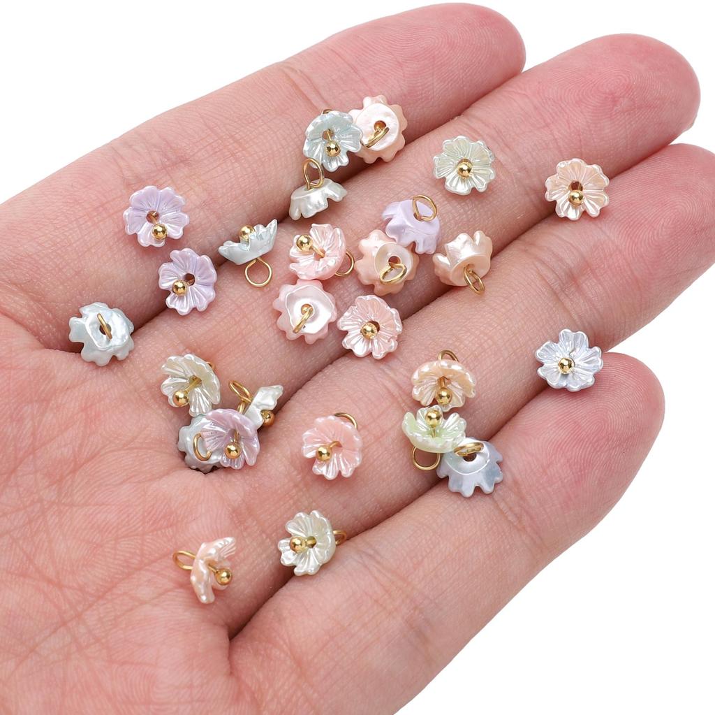 Resin Charms Imitation Pearl Preserving Mini Flower Pendant For Jewelry Making Accessories