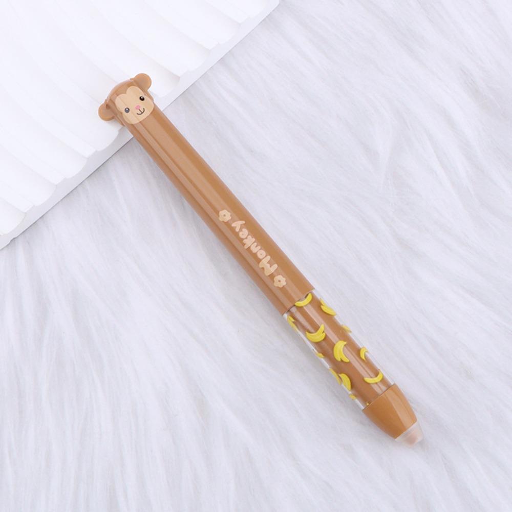 Multifunctional Erasable Ballpoint Pen Animal Design Quick-drying Neutral Pen Double Ink Color Signature Pens Student Test
