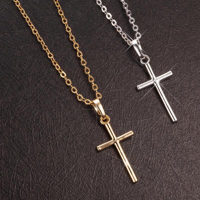 Korean Style Hip Hop Zircon Cross Pendant Necklace
