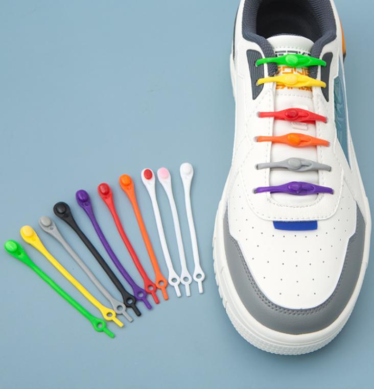 Men's And Women's Silicone Elastic Color Shoelaces 12pc