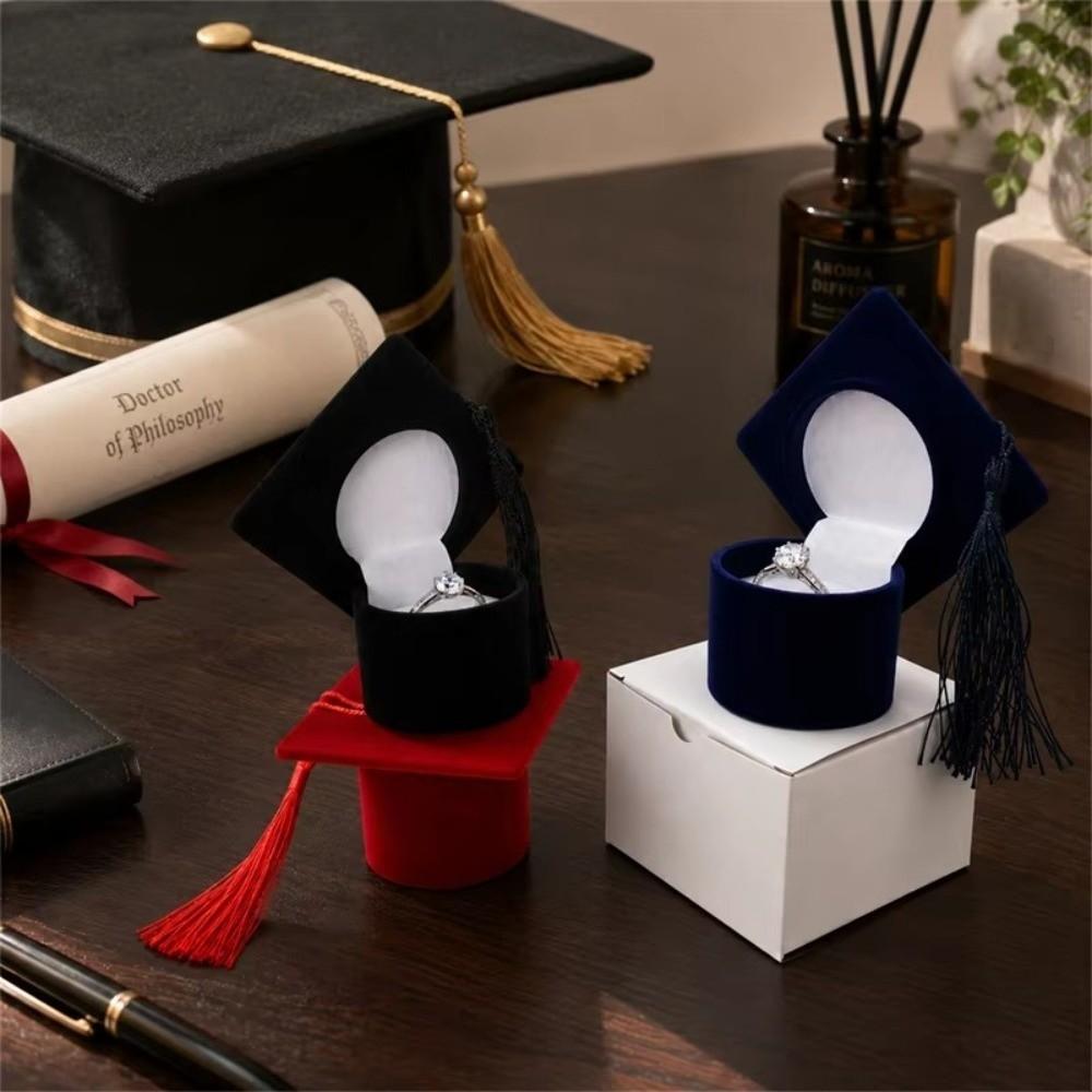 Creative Jewelry Storage Box Composites Earrings Packaging Box Doctoral Hat Ring Box Jewelry Gift