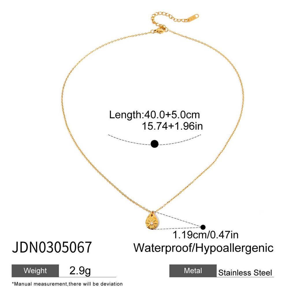 18k Pvd Stainless Steel Paperclip Necklace Waterproof Collarbone Sparkling Star Rhinestones Pendant Necklaces for Women