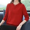 Women's Autumn Knitted Sweater Loose Large-sized Round-neck Pullover Base Layer Stylish Thin Knitted Sweater