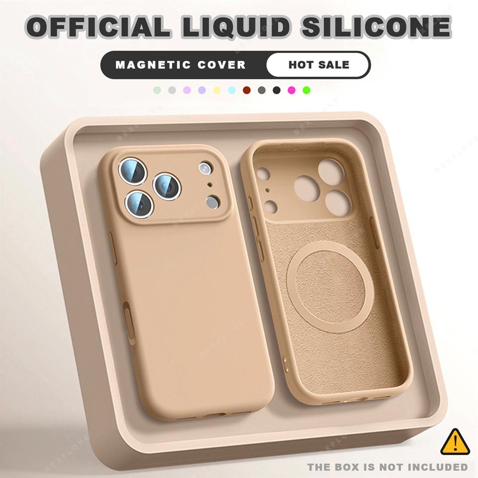 

Official Magnetic Charging Phone Case For iPhone 16E 16 15 14 Plus 12 13 16 Pro Max Magsafe Liquid Silicone Protector Soft Cover For iPhone 12Pro