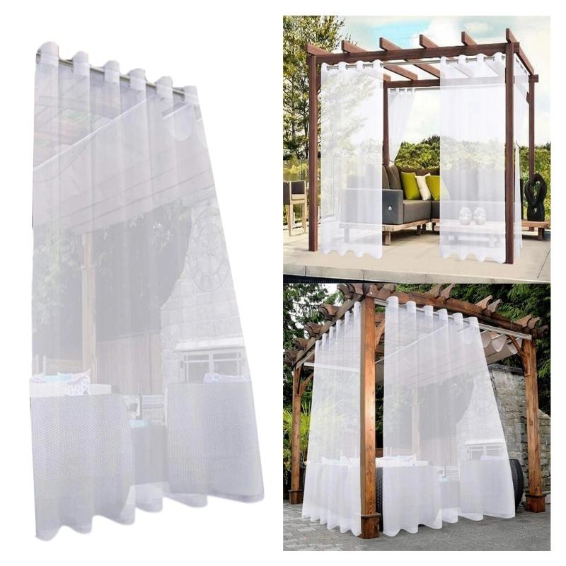 Outdoor Transparents Curtains Weatherproofs Eyelet Voile Curtains for Patioes Gazeboes