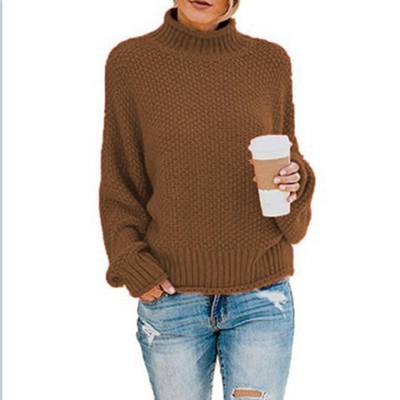 Turtleneck Sweater Women's Autumn and Winter Knitwear Loose Solid Color Large Size Commuter Top Women 817