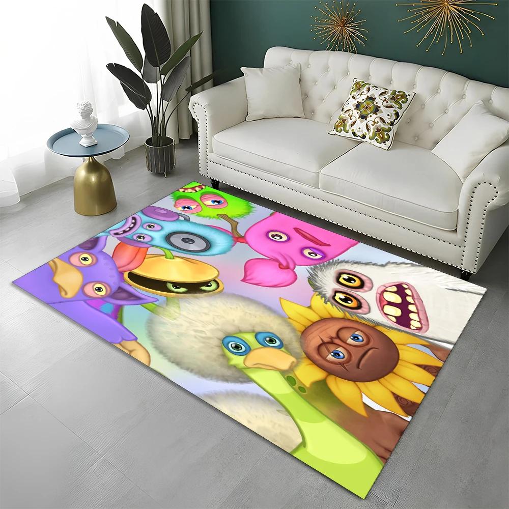 Tappeto Cartoon 3D My Singing Monsters Videogioco per Casa Soggiorno Camera da Letto Divano Zerbino Decorazione, Tappeto per Area Tappetino Antiscivolo per Pavimento