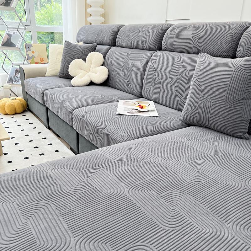 

Чехол на подушку сиденья для гостиной, жаккардовый, утолщенный, эластичный, съемный, моющийся, чехол для дивана, защита для детской мебели, домашних животных Plus XXL(chaise lounge) серый