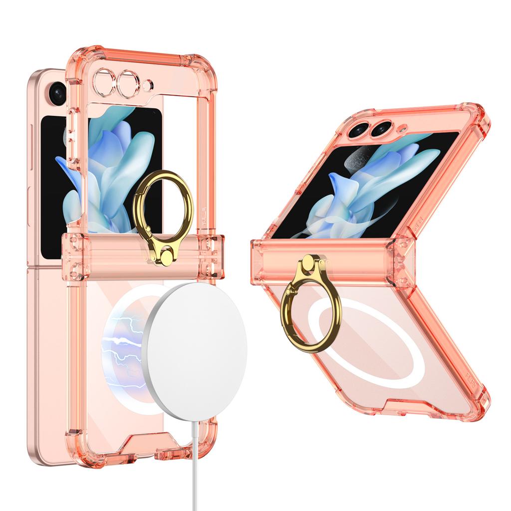 Suitable for Samsung Flip5 Mobile Phone Case Folding Screen Full Inclusive Airbag Wireless Charging Flip5 Shaft Ring Protection Case