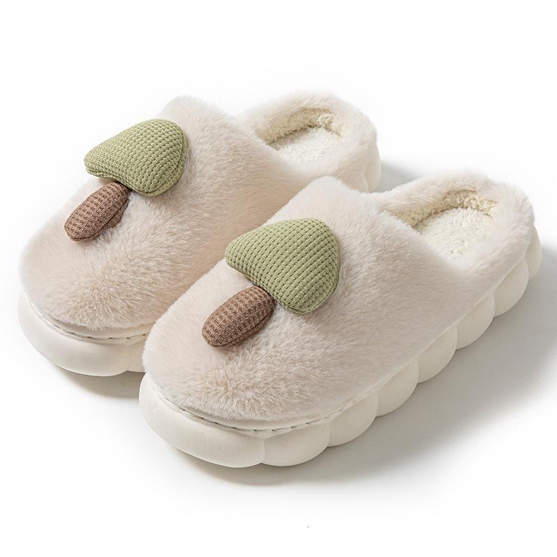 

Cartoon cotton slippers women s autumn and winter velvet warm comfortable thick-soled couple indoor home confinement wool shoes men Size 36-37 [size 1-2 smaller shoes]