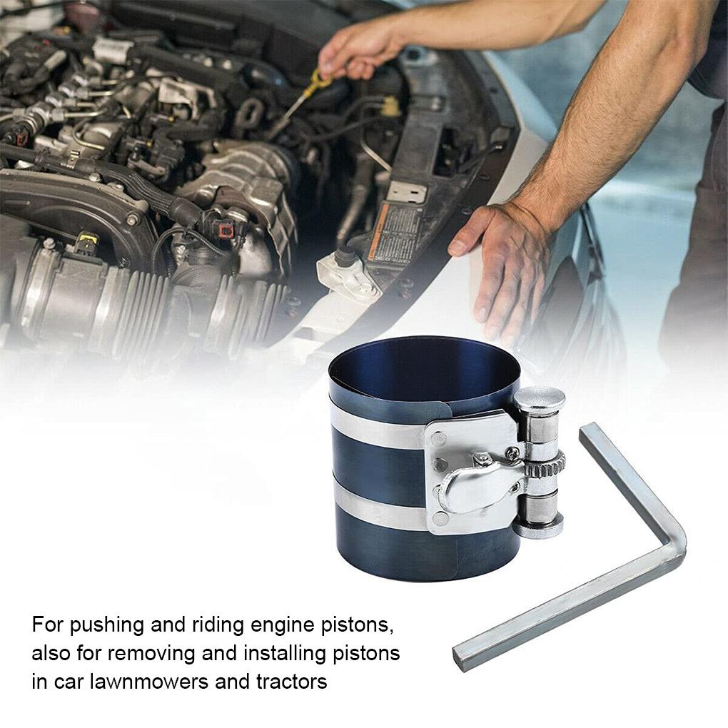 Steel Car Piston Ring Compressor Professional Anti-corrosive Adjustable Tool Tractor Installer with Wrench 3inch