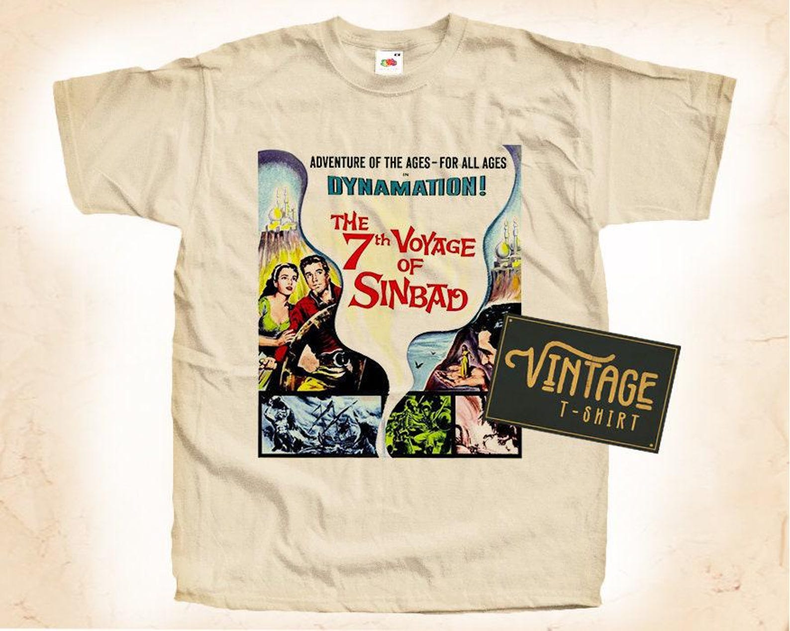 The 7th Voyage of Sinbad V2 T-Shirt Tee Natural Vintage Cotton Movie Poster Beige All Sizes S M L XL 2X 3X 4X 5X 2XL