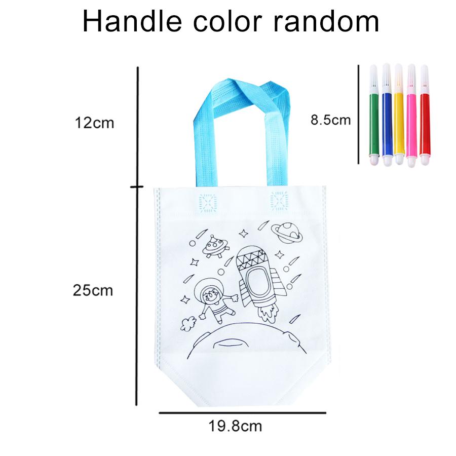 1PC DIY Graffiti Non-woven Bag with Coloring Marker Carnival Animal Art Party Goodie Bag for Kids Eco Reusable Mini Shopping Bag