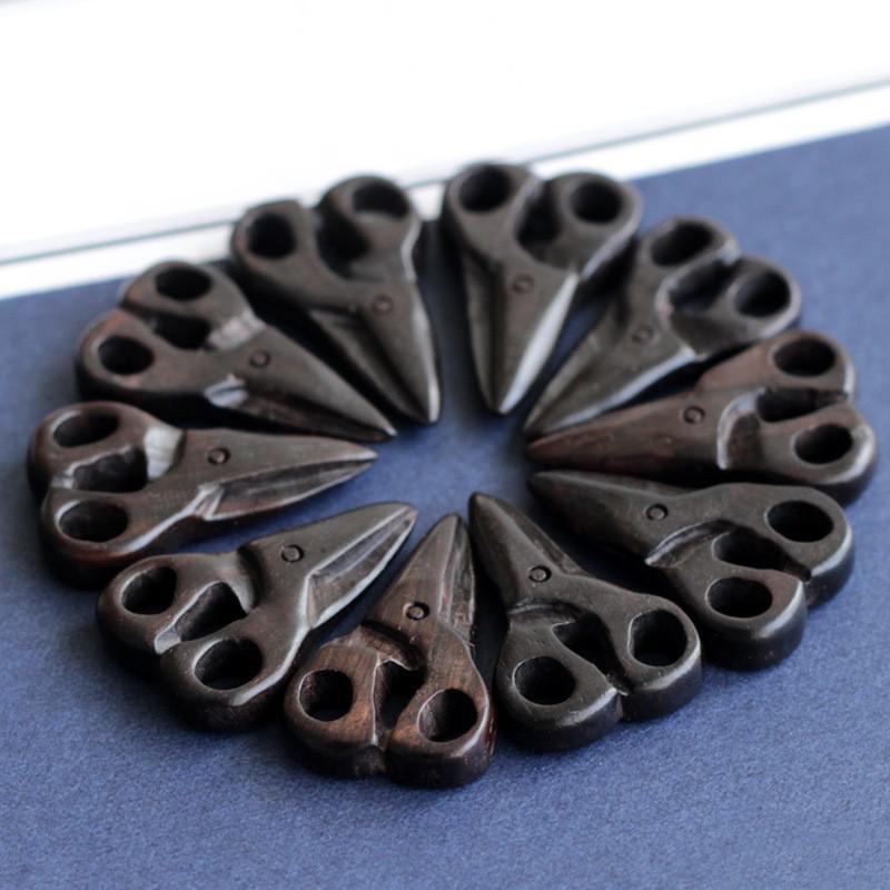 Ebony Carving Small Scissors: Handmade DIY Jewelry and Wenwan Accessories Scissors Handicrafts