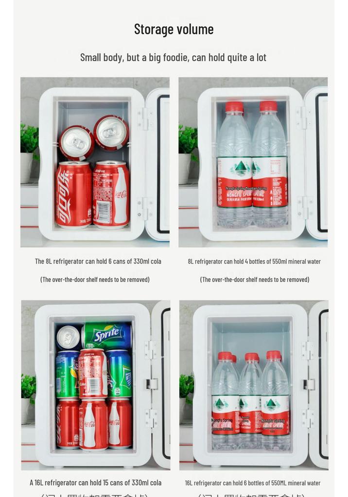EU-Conform 8L Mini Koelkast: Compacte koelkast met één deur voor thuis, studentenkamer of gebruik in de auto