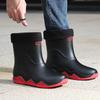 Rain shoes men's new non-slip waterproof rain boots men's cotton outer wear work car wash shoes fishing shoes medium and short rubber shoes