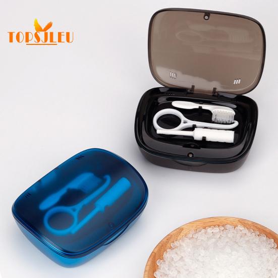 Étui de retenue à Double couche avec outil de retrait de miroir-boîte de rangement pratique pour prothèses dentaires, aligneurs et appareils orthodontiques
