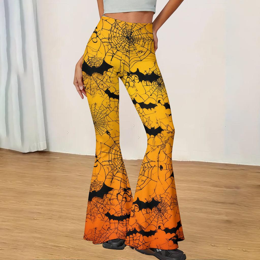 Women's Casual Halloween Print Flared Yoga Pants High Waist Stretchy Fit Comfortable Soft Fabric Design