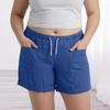 Women’s Linen Casual Shorts with Elastic Waistband Drawstring Adjustable Fit and Large Front Pockets for Everyday Wear