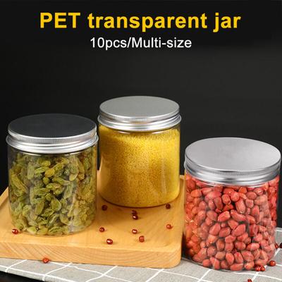Makyaj 300ml Kapaklı Kavanozlar Makyaj 200ml Kutu Fasulye PET Şeffaf Yuvarlak 400ml Saklama Gıda Boş Kap Plastik Kap Şişe Fındık Krem 500ml 10 Paket Kaplar